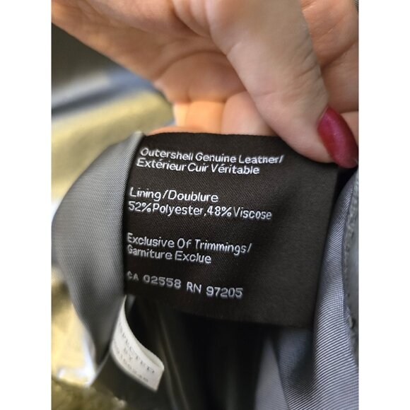 Men's Danier Genuine Leather Moto Jacket Grey Taupe Fall Zip Up Racer Sz M - Picture 13 of 13